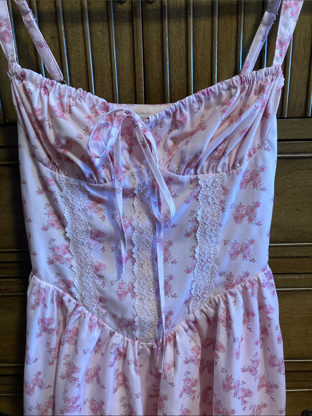 RARERAW Pink Floral Corset Mini Dress with Lace Trim - Picture 3 of 9